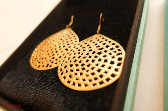 Brass carved ball earrings 